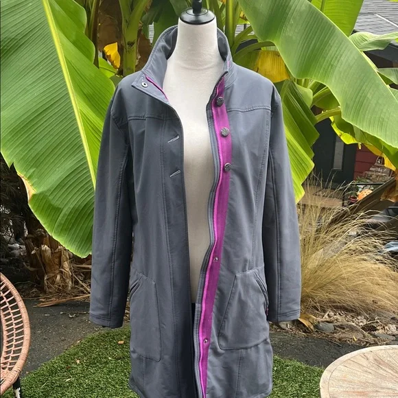 TITLE NINE Women's Gray softshell Trench Coat with Purple accents - Picture 1 of 14